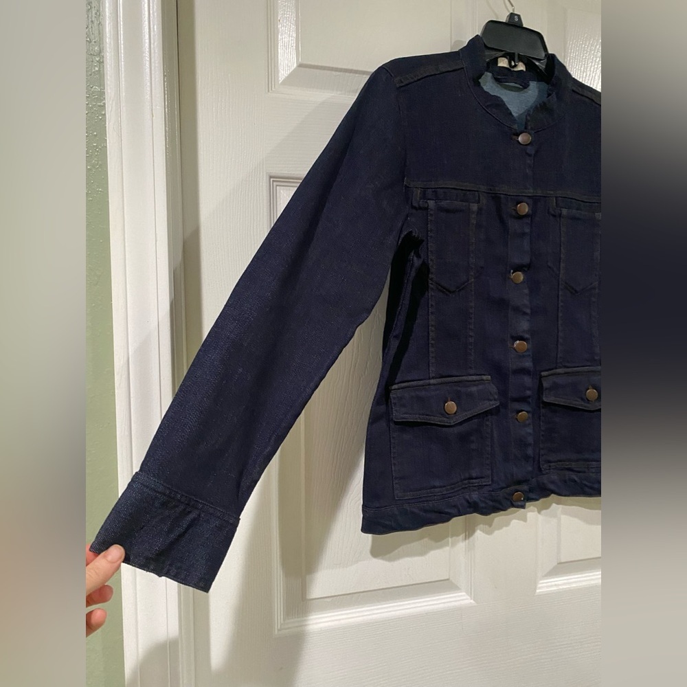 Eileen Fisher Dark Blue Jean Jacket - Picture 13 of 13